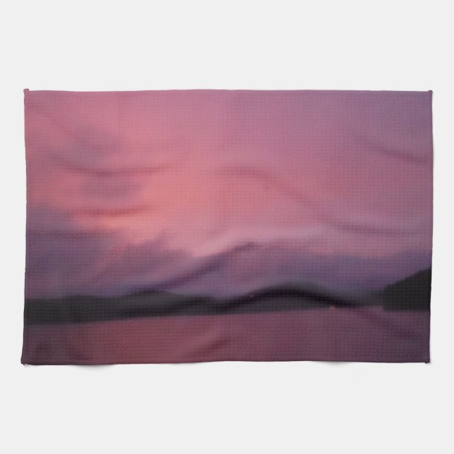 Lila sunset on Sjö Arrowhad Kökshandduk (Horisontell)