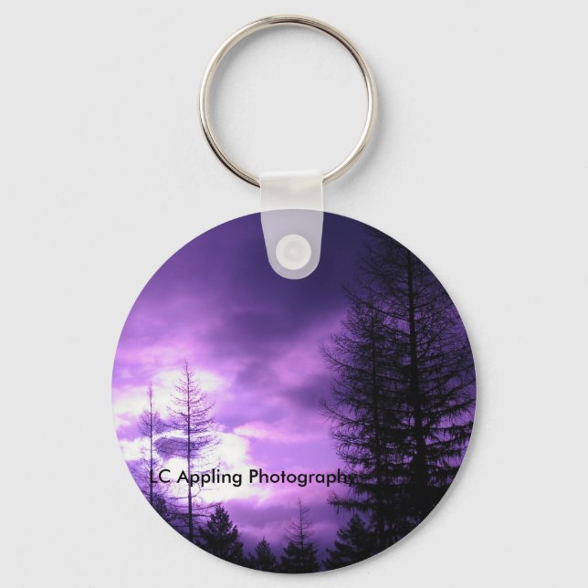 Lila Sunset Round Keychain Nyckelring (Framsida)
