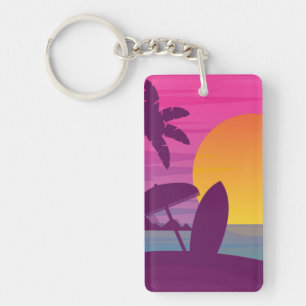 Lila sunset surfa strand nyckelring