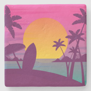 Lila sunset surfa strand stenunderlägg