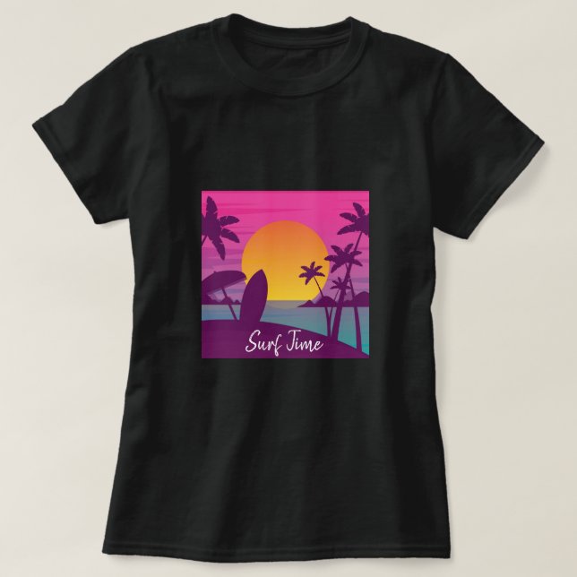 Lila sunset surfa strand t shirt (Design framsida)