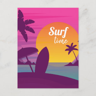 Lila sunset surfa strand vykort