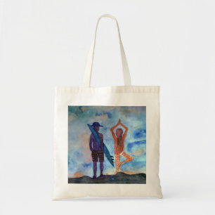 Lila Surfer Orange Yoga Girl Budget Tote Tygkasse