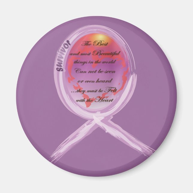 Lila Survivor Ribbon med inspirerande tal Magnet (Framsidan)
