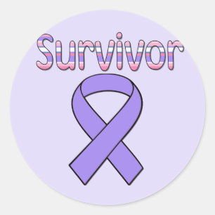 Lila Survivor Ribbon Runt Klistermärke