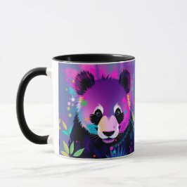 Lila svart abstrakt Panda-mugg Mugg