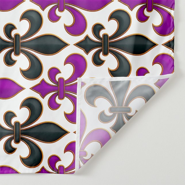 Lila Svart Barock Fleur-de-lis Mönsterdesign  Tyg (Skapare uppladdad)