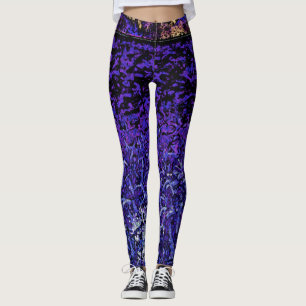 Lila, svart, blå Mönster Leggings