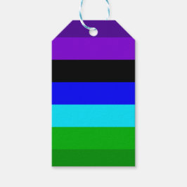 Lila, svart, blå och Grönt Rand Presentetikett