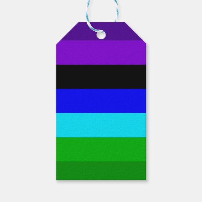 Lila, svart, blå och Grönt Rand Presentetikett (Framsidan)