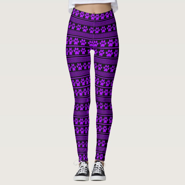 Lila svart bläckstråle, mönster leggings (Framsida)