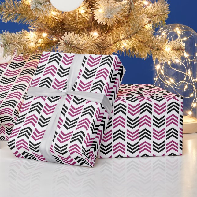 Lila Svart Chevron Geometrisk  Presentpapper (Helgdagar)