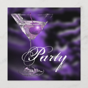 Lila svart elegant formellt party inbjudningar