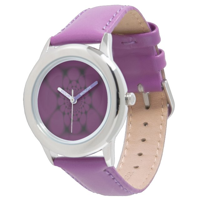 Lila Svart Fjärilskronblad  Armbandsur (Vinklad)