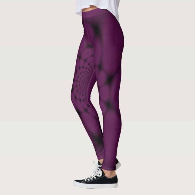 Lila Svart Fjärilskronblad Leggings (Vänster)
