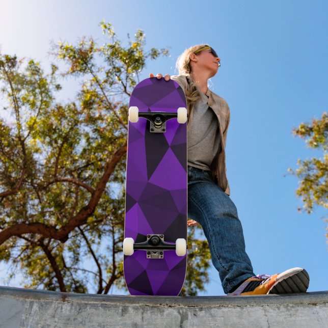 Lila svart geometriskt nätmönster mini skateboard bräda 18,5 cm (Utomhus 1)