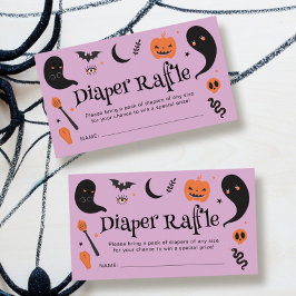 Lila Svart Halloween Baby Shower Blöja Lotteri Tilläggskort