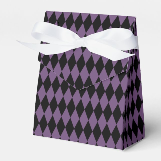 LILA SVART HALLOWEEN DIAMANTMÖNSTER PRESENTASKAR (Framsidan Sidan)