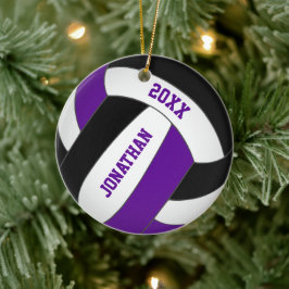 lila svart idrottslag färg Pojkar volleyball Julgransprydnad Keramik