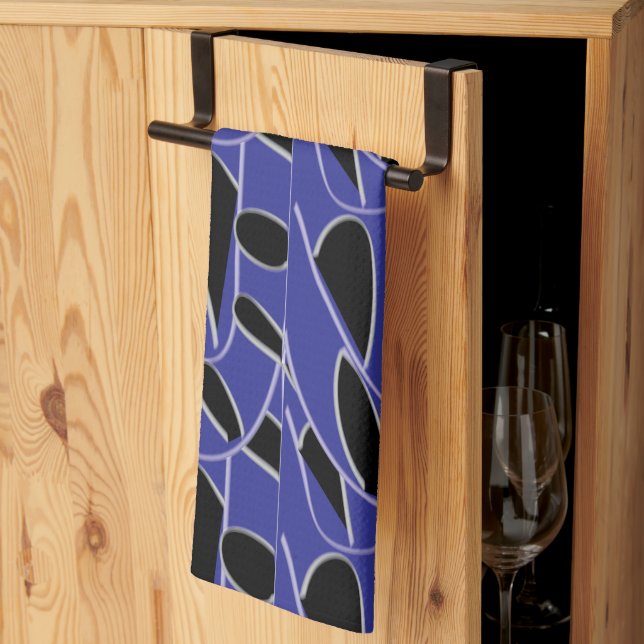Lila Svart Modern Abstrakt  Kökshandduk (Thirds Fold)