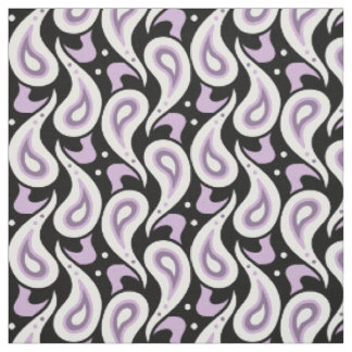 Lila, svart och vit Paisley Geometric Mönster Tyg