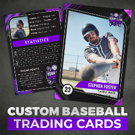 Lila & Svart Pro Baseball Trading Card