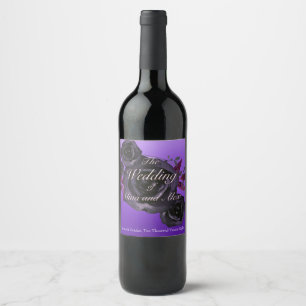 Lila svart ros Elegant Goth Anpassad vinetikett Vinflaska Etikett