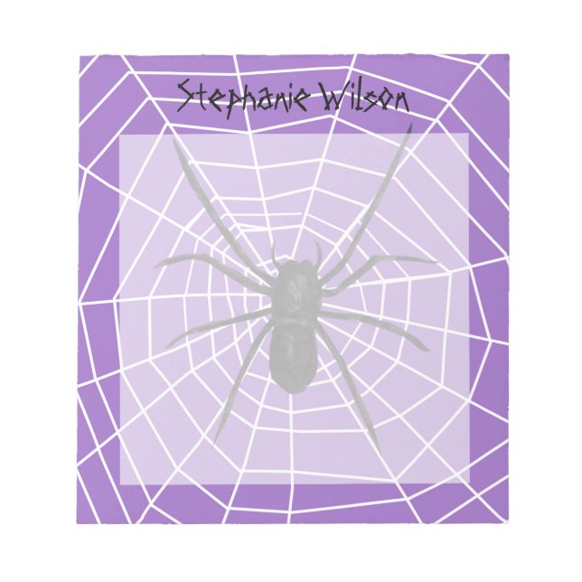 Lila/Svart spider Halloween Anteckningsblock (Framsida)