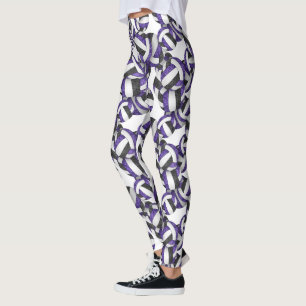 Lila svart team färg gigly volleybollar mönster leggings