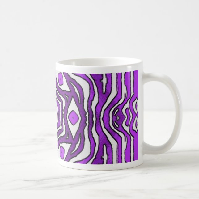 Lila Svart Vit Cirkel Mönster Design Kaffemugg (Höger)