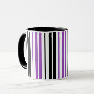 Lila Svart Vit Randigt Mönster Design  Mugg
