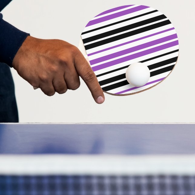 Lila Svart Vit Randigt Mönsterdesign  Pingisracket (Insitu)