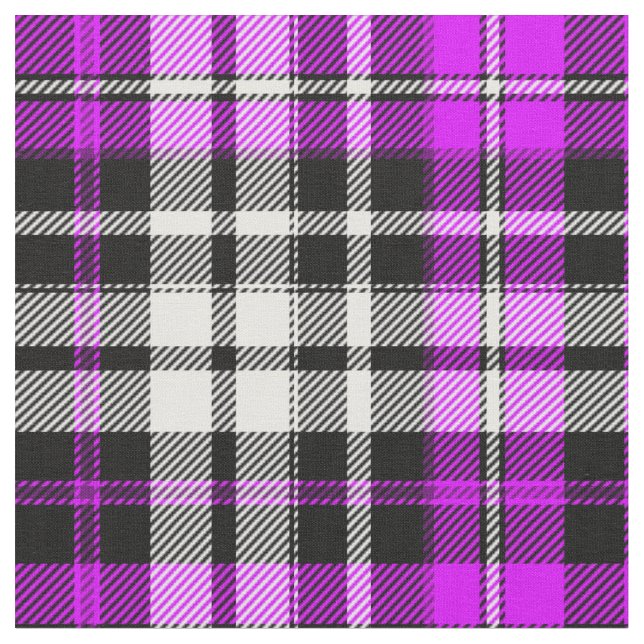 Lila Svart Vit Rutig Tartan Mönsterdesign  Tyg (Närbild)