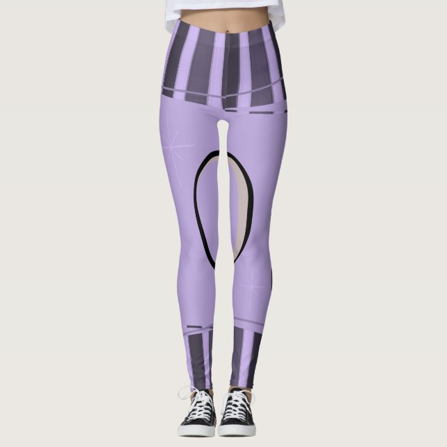 lila svarta kvinnlig baljväxter leggings (Framsida)