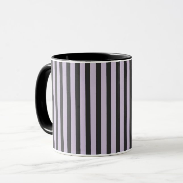 Lila Svarta Ränder Mugg (Framsida vänster)