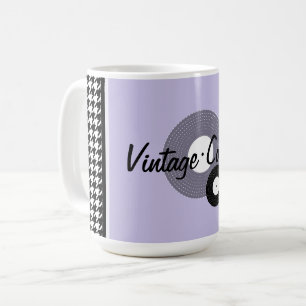 Lila, svartvitt 1950-tal kaffemugg