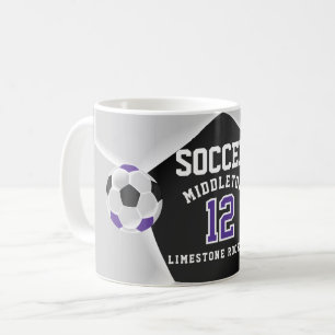 Lila-, svartvitt- och ⚽ fotboll kaffemugg