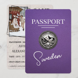 Lila Sverige Passport Spara datum Datumet