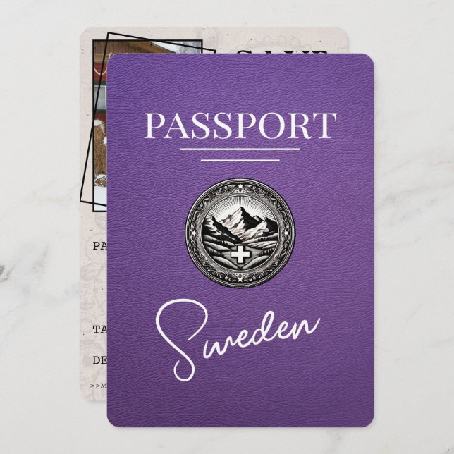 Lila Sverige Passport Spara datum Spara Datumet (Fram/baksida)