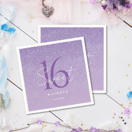 Lila Sweet 16 Anpassat namn Pappersservett