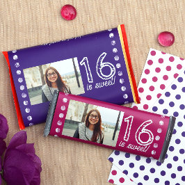 Lila Sweet 16 Birthday Anpassningsbar Candy Pub Wr Flygblad
