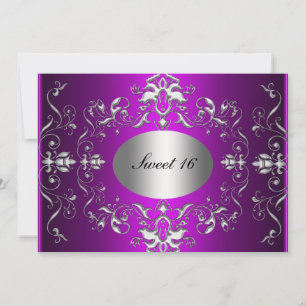 Lila Sweet 16 Elegant Födelsedagsinbjudan Inbjudningar