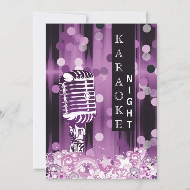 Lila Sweet 16 karaoke night Party bjudan Inbjudningar (Framsida)