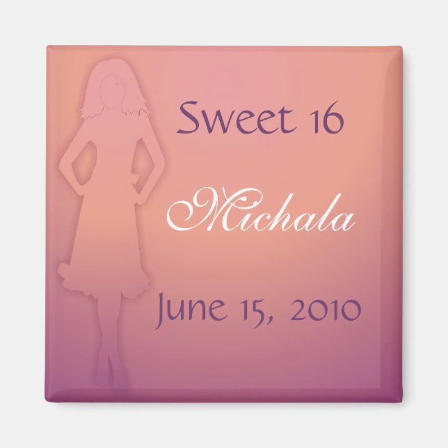 Lila Sweet 16 Magnet (Framsidan)
