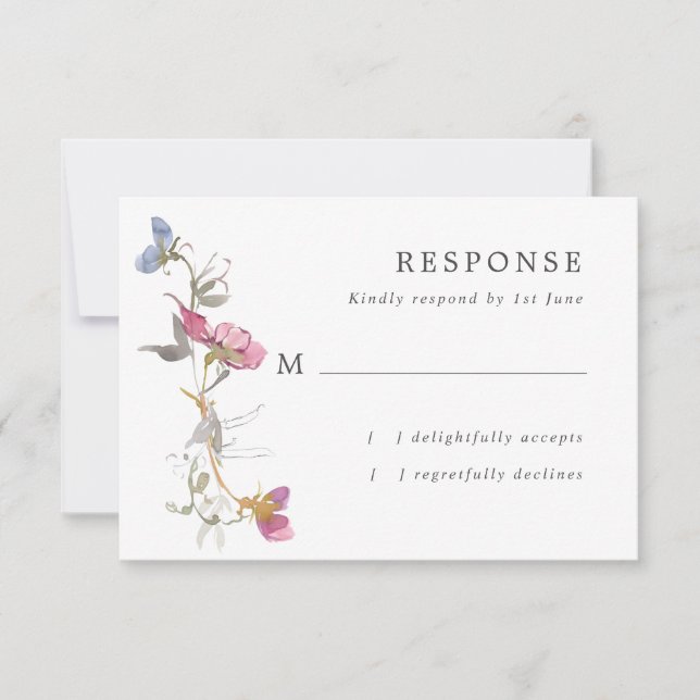 Lila Sweet Pea Bröllop OSA Kort (Framsida)