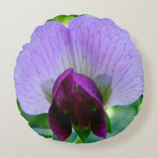 Lila Sweet Pea Flower Pillow Rund Kudde