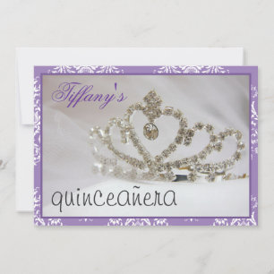 lila Sweet sixteen eller quinceañera party Inbjudningar