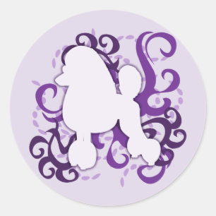 Lila Swirl Pudel Runt Klistermärke