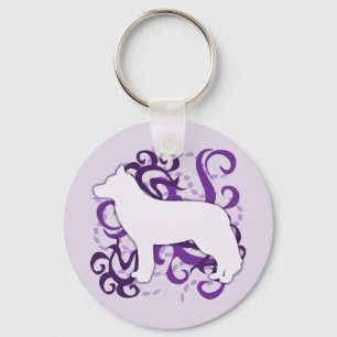 Lila Swirl Siberian husky Nyckelring