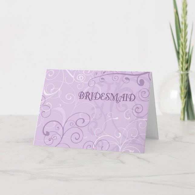 Lila Swirls Bridesmaid-inbjudningskort Inbjudan (Framsida)